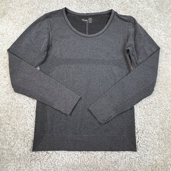 Zyia Active Heather Gray Seamless Long Sleeve Performance T Shirt - Picture 2 of 8